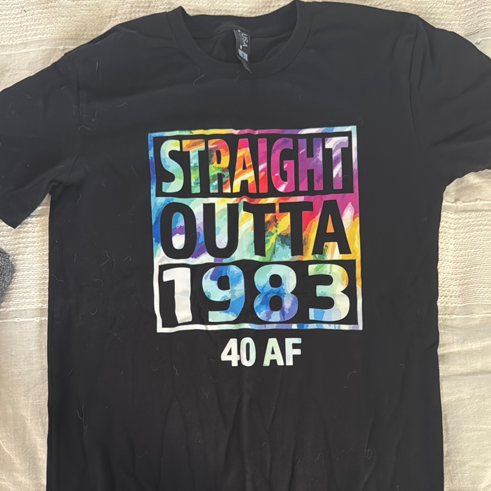 Black Graphic T-Shirt with Colorful Print